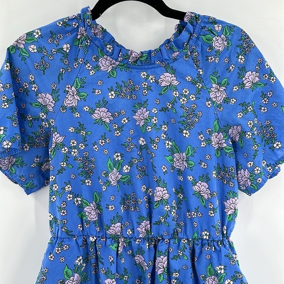J Crew Factory Puff Sleeve Tie Back Mini Dress Blue Floral 6 - Picture 4 of 8